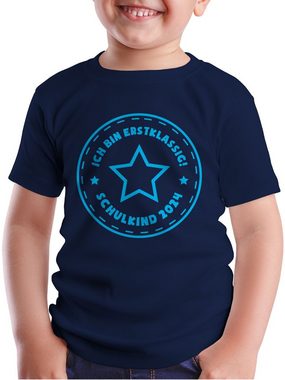 Shirtracer T-Shirt Schulkind Ich bin erstklassig Stern hellblau 2024 Einschulung Junge Schulanfang Geschenke