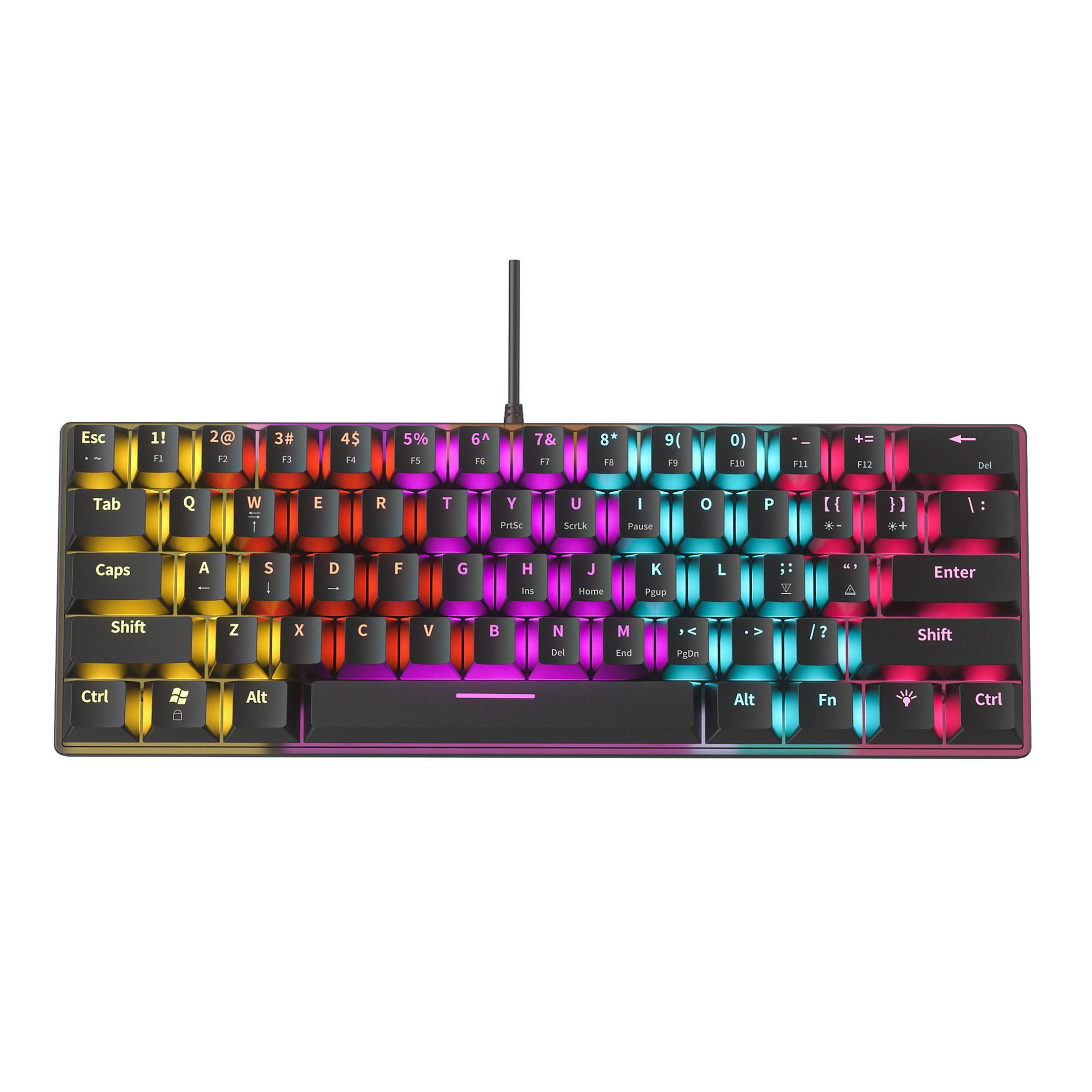 KINSI Mini-Tastatur,Mechanische Tastaturen,61 Tasten,12 Lichteffekte ergonomische Tastatur