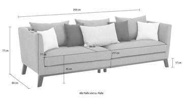 Home affaire Big-Sofa Kim, mit Holzbeinen und vielen losen Kissen