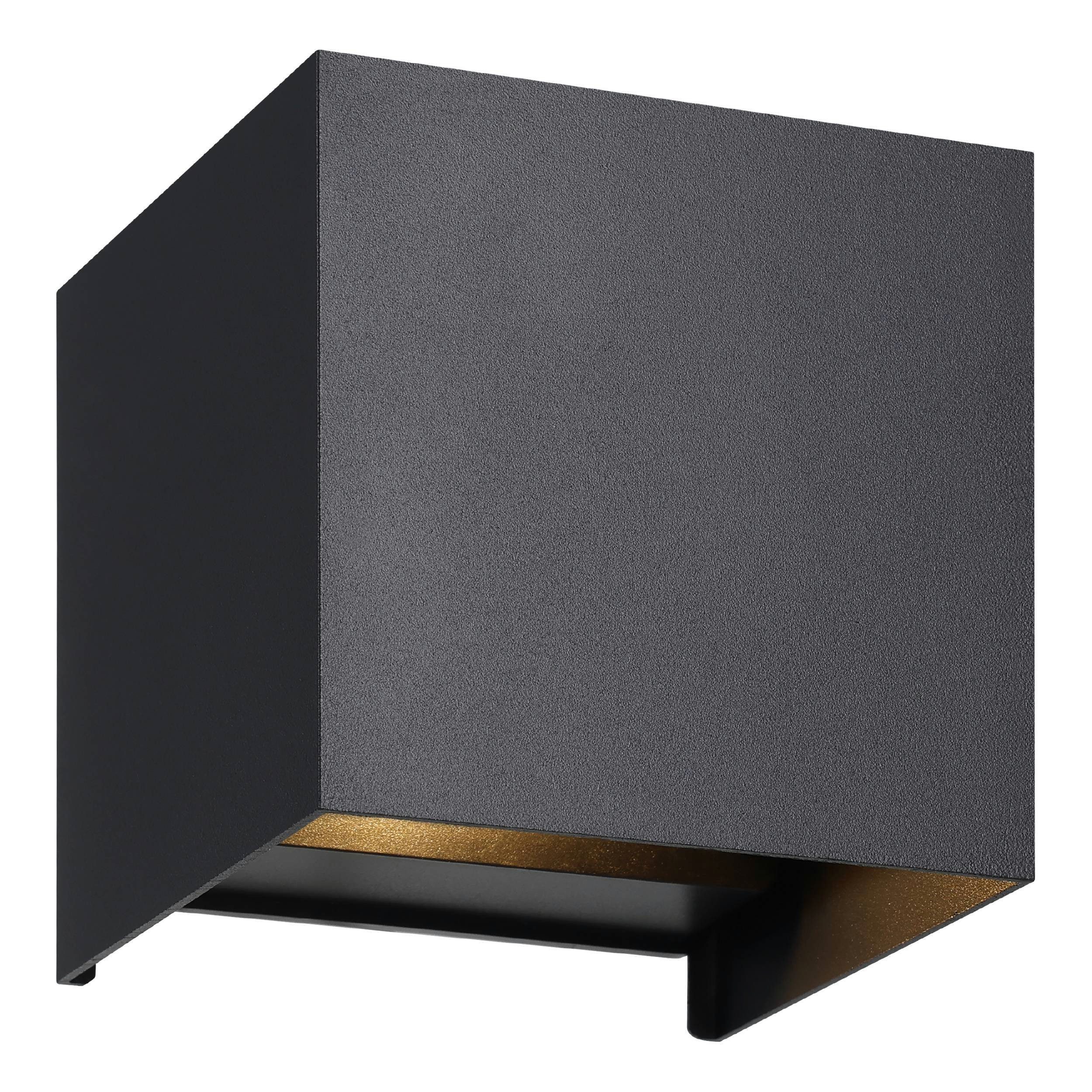 EGLO Wandleuchte Valmontone Wandlampe,innen, Würfel, indirekte Up und Down Освещение, LED fest integriert, Warmweiß, Wand-/Deckenleuchte - L10 x H10 x AL10 cm - schwarz - 2X1,5W inkl.