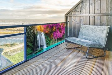 MuchoWow Balkonsichtschutz Wasserfall - Bäume - Rosa - Braun - Natur (1-St) Balkonbanner, Sichtschutz für den Balkon, Robustes und wetterfest