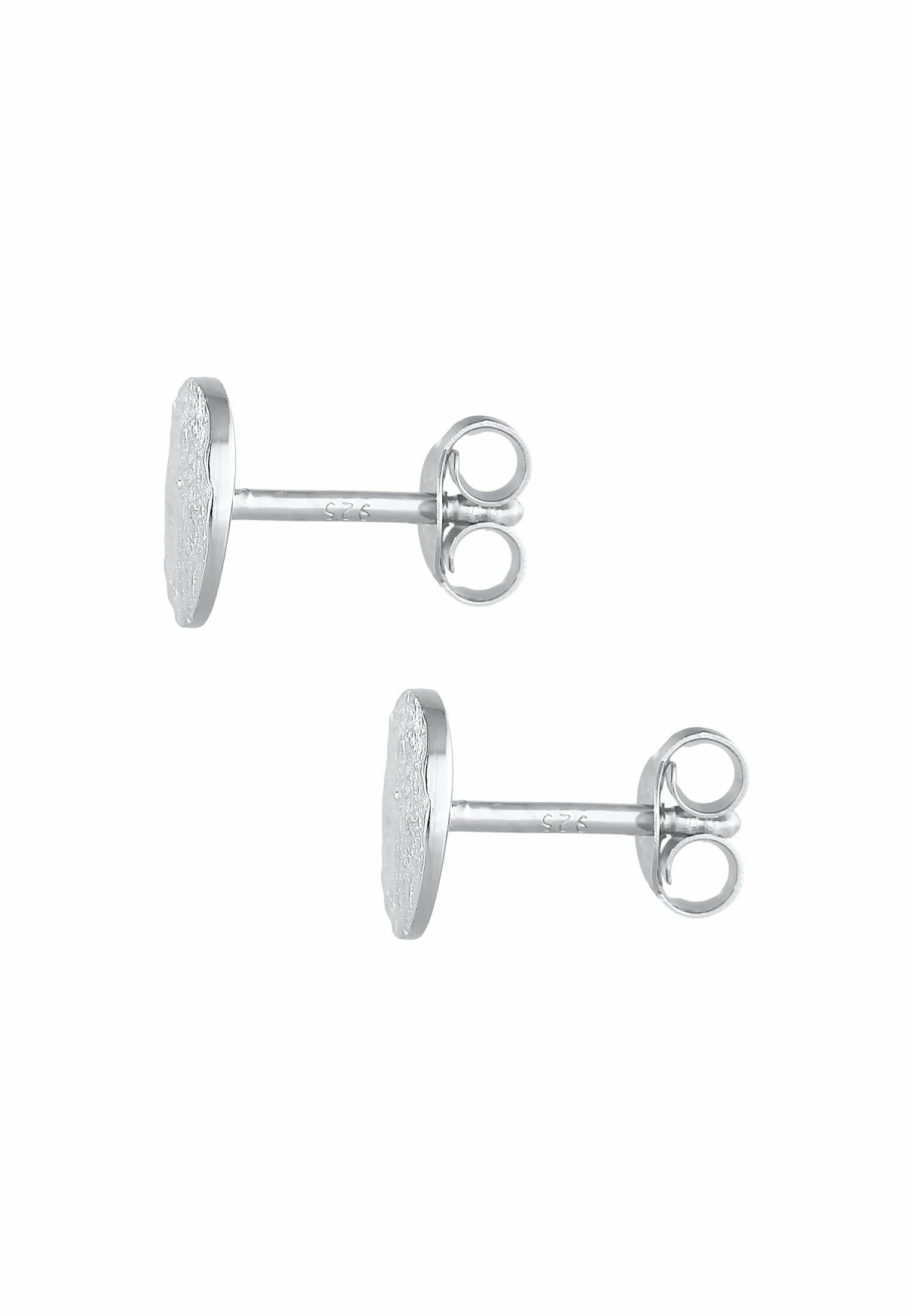 Elli Paar Ohrstecker Plättchen Rund Struktur Silber 925