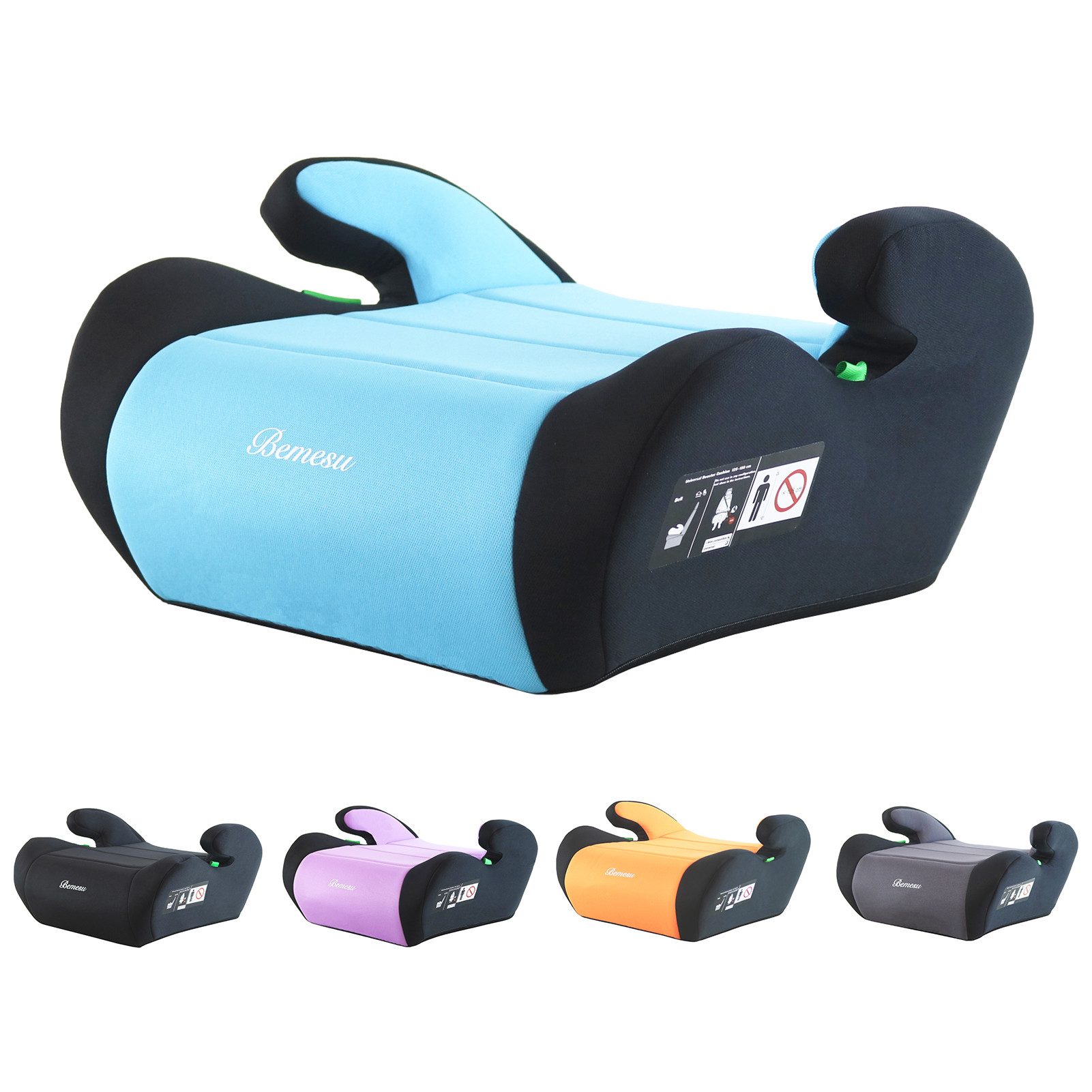 Bemesu Kindersitzerhöhung Kindersitzerhöhung ECE R129/03 Sitzerhöhung für Kinder von 125–150cm, ab: ab 6 Jahre oder 125cm Körpergröße, bis: bis 12 Jahre oder 150cm Körpergröße, I-Size, waschbarer Bezug, Weich bequem