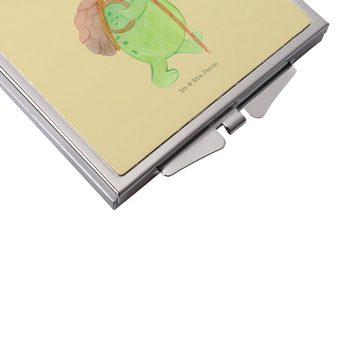 Mr. & Mrs. Panda Kosmetikspiegel Schildkröte Wanderer - Gelb Pastell - Geschenk, schminken, Motivation (1-St), Fröhlich & praktisch