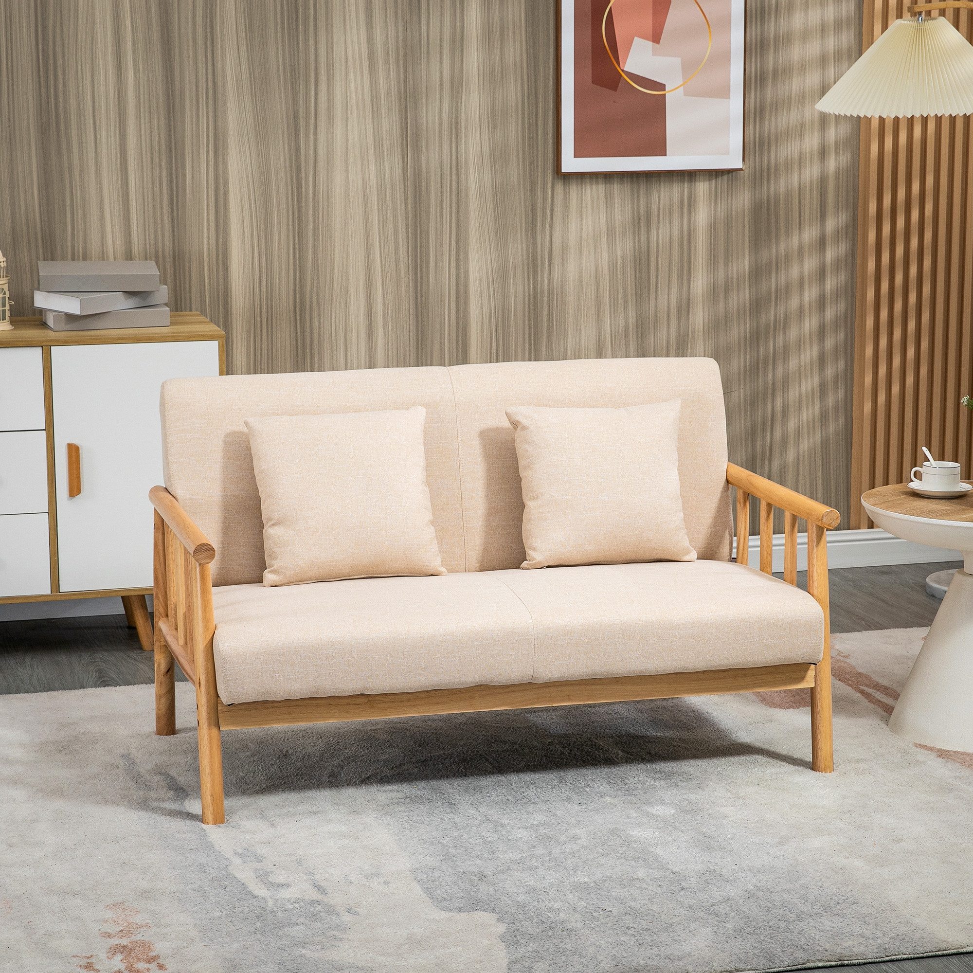 HOMCOM 2-Sitzer Couch mit 2 Lendenkissen, günstig online kaufen