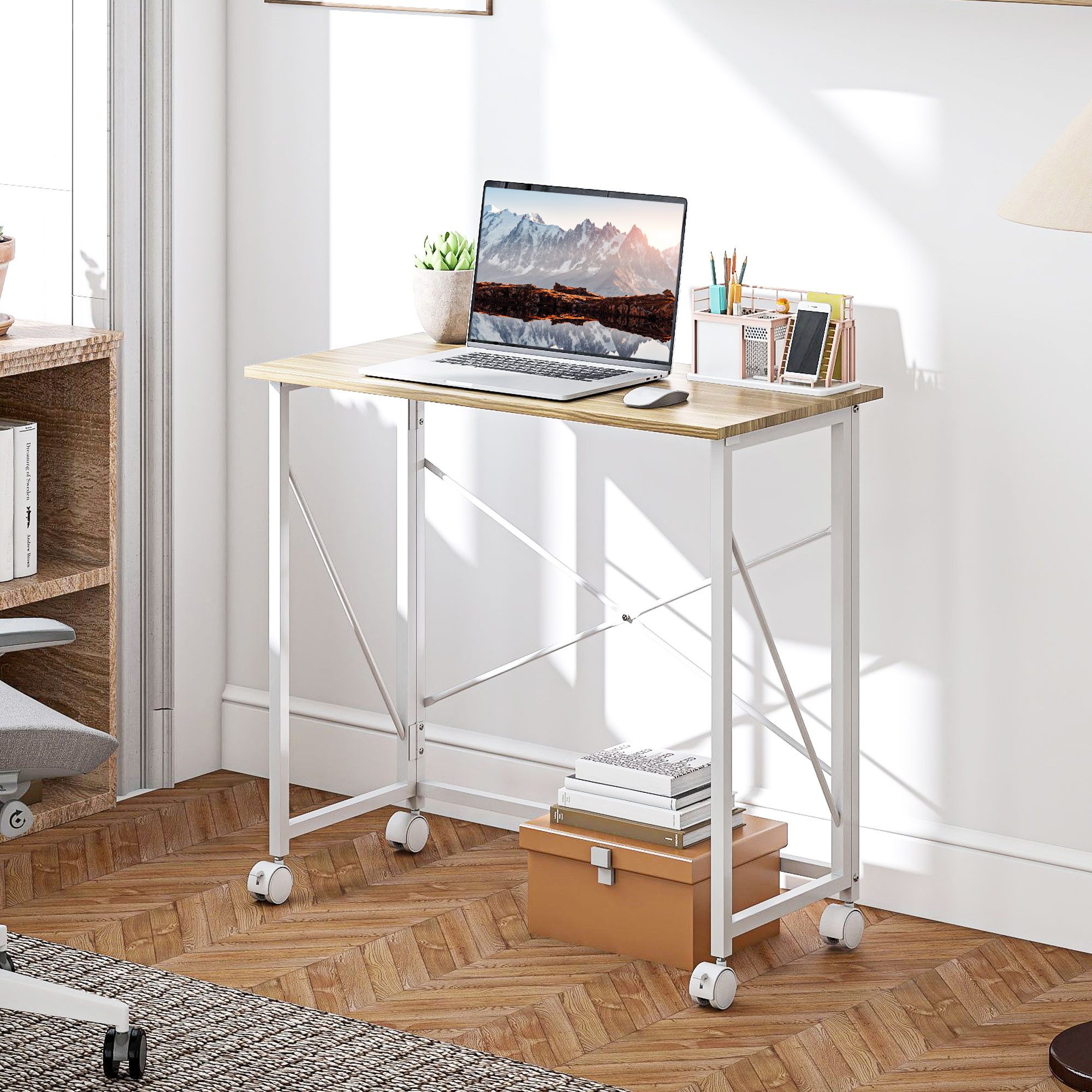 HOMCOM Schreibtisch mit Rollen (Klapptisch, 1-St., Klappschreibtisch), Comp günstig online kaufen