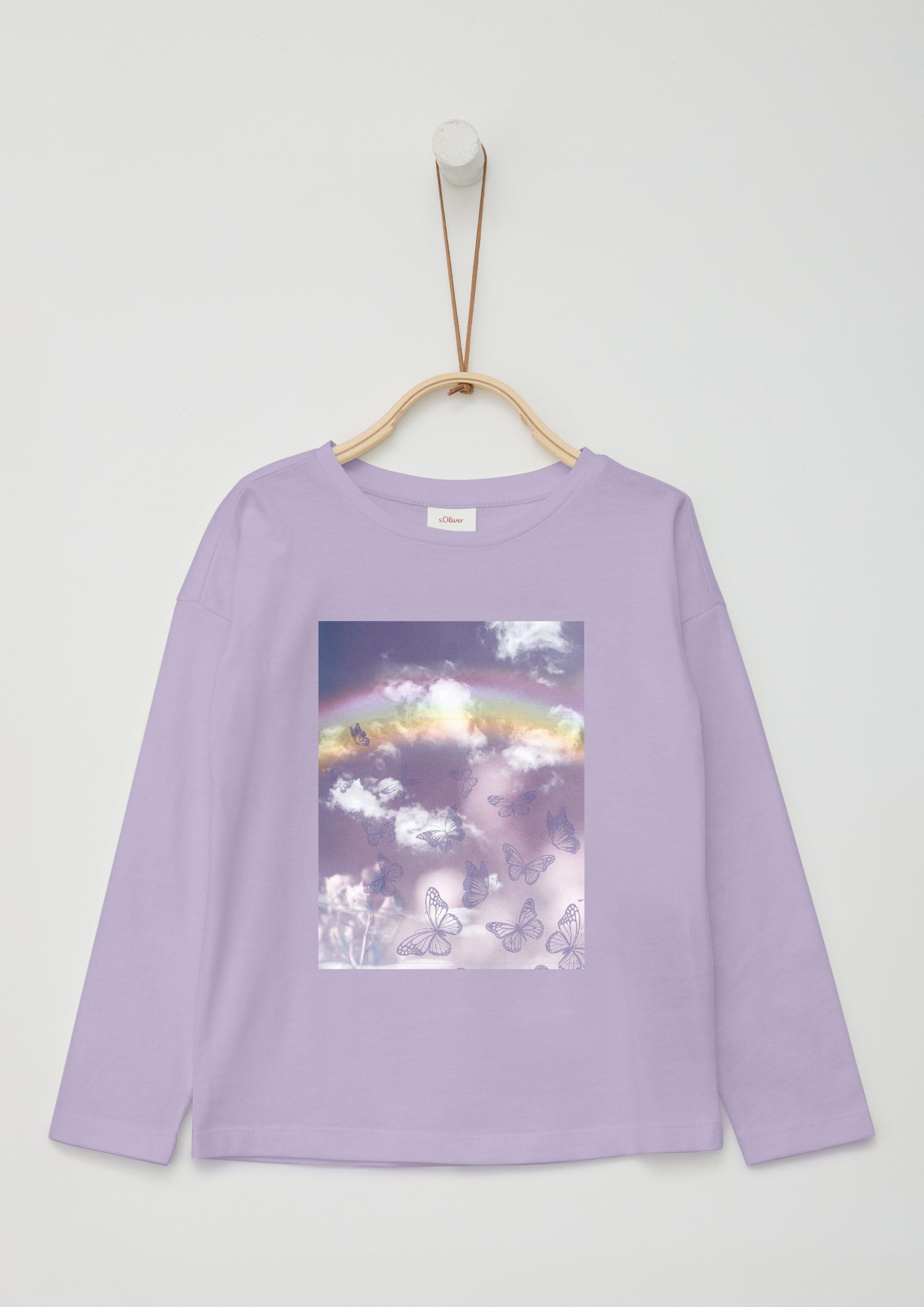 Langarmshirt Langarmshirt mit glitzerndem Frontprint