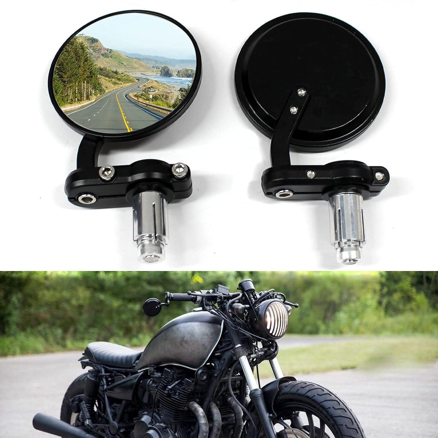 GelldG Motorradspiegel Motorradspiegel, Universal 22mm Lenker Aluminium Runder Seitenspiegel