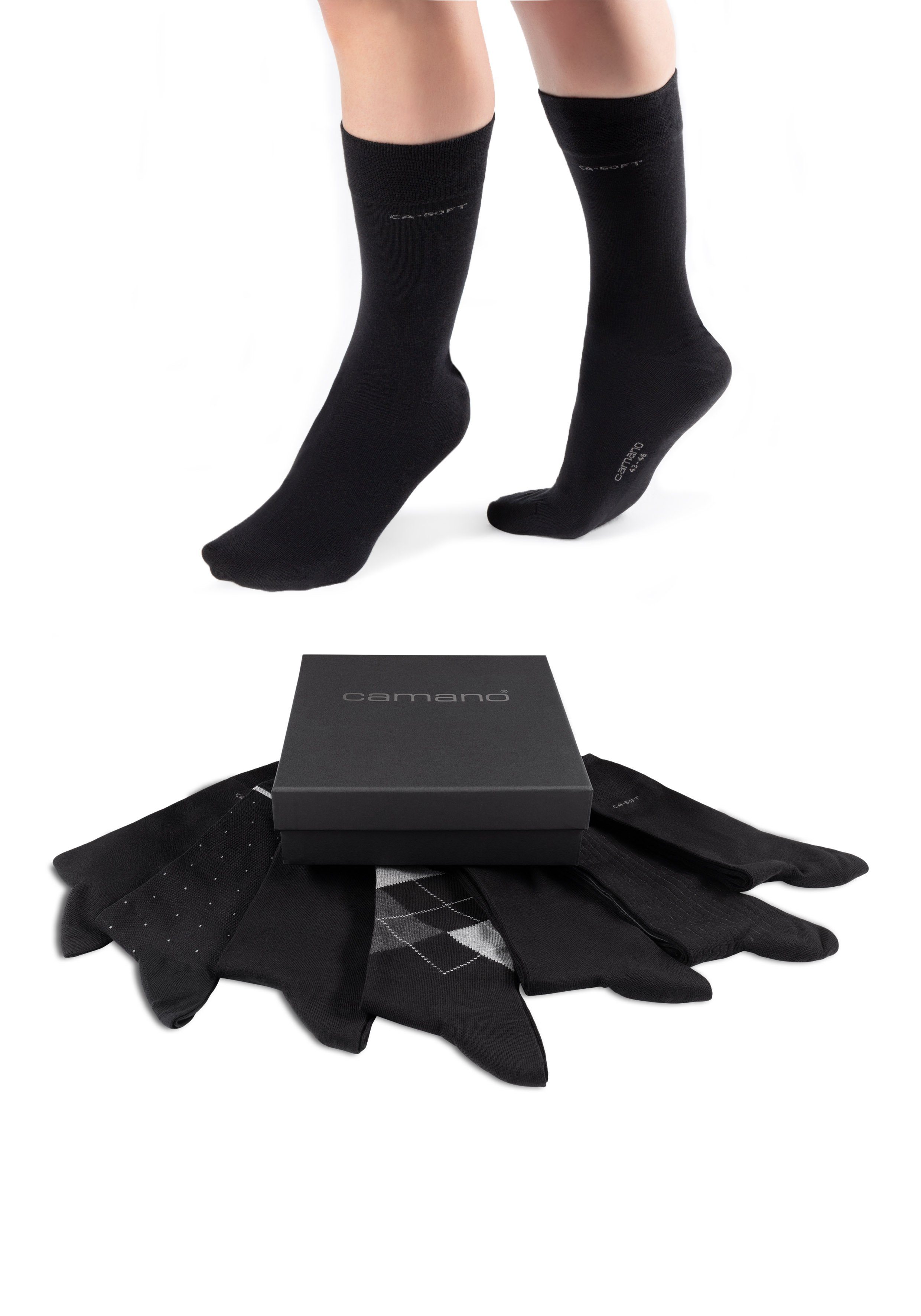 schwarz Socken ca-soft (7-Paar) mit Komfortbund weichem Camano