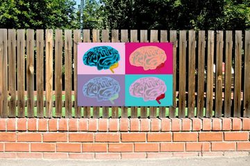 Wallario Sichtschutzzaunmatten Menschliches Gehirn im Pop Art Stil