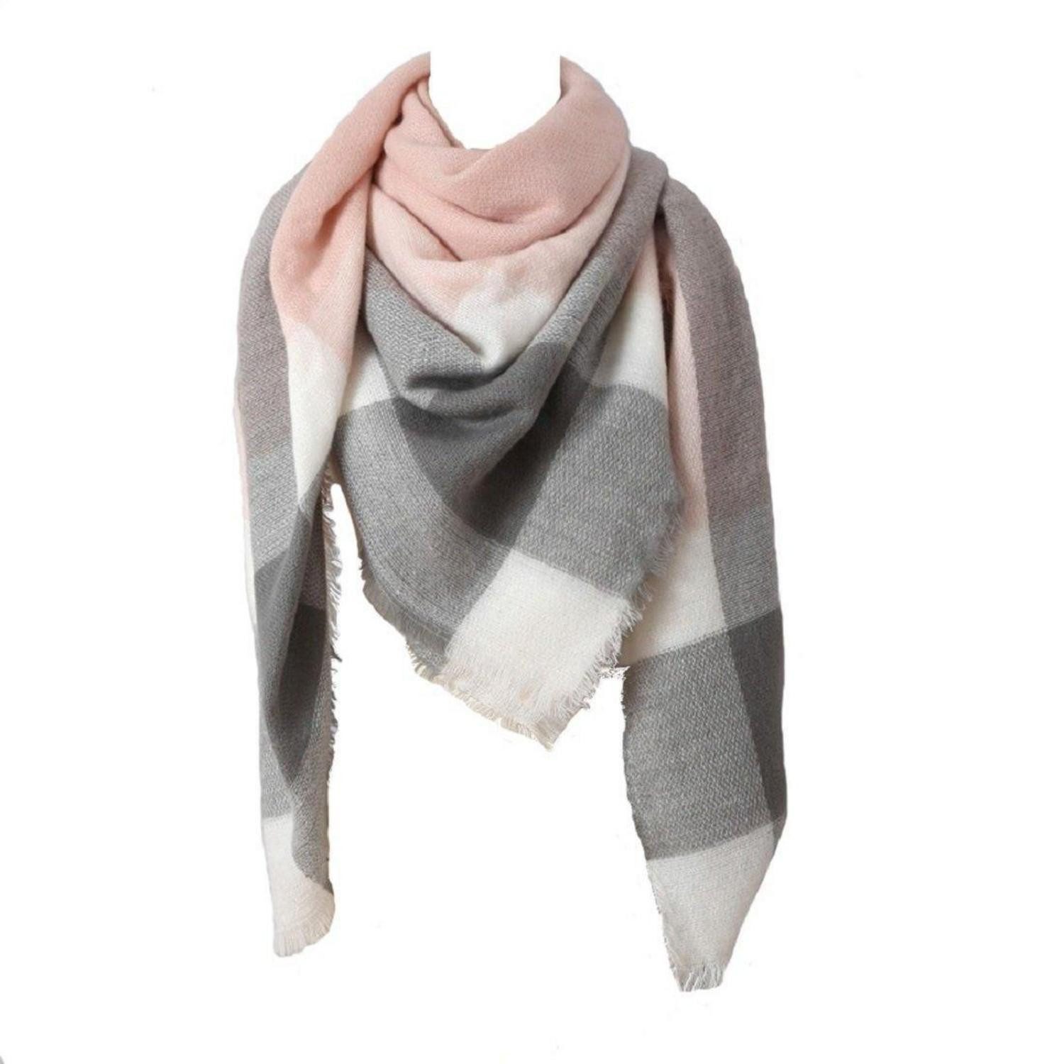 LuxusKollektion Schal Schal Damen Imitation Kaschmir Kariert 140x140cm Rosa, (1-St)