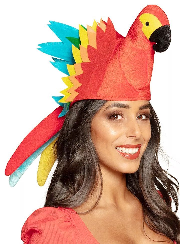 Boland Hawaii-Kostüm Papagei Kopfbedeckung - Fasching Tier Kostüm Hut, Farbenfrohes Federvieh zum Aufsetzen