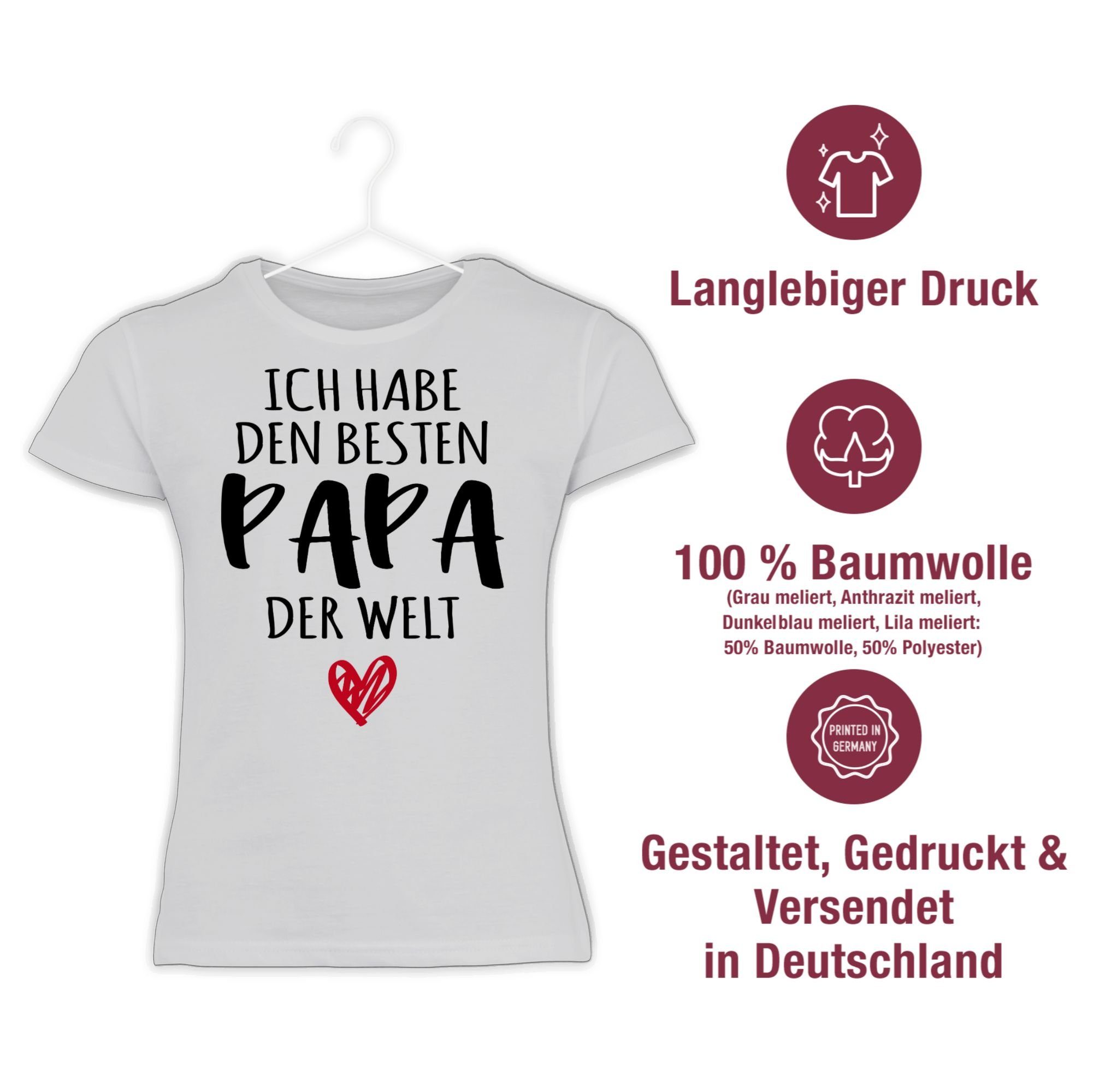 Shirtracer T-Shirt Weiß 2 Ich Welt der ist Tochter & Kinder Papa Papa besten den - Sohn Geschenk habe Papa Bester Beste der