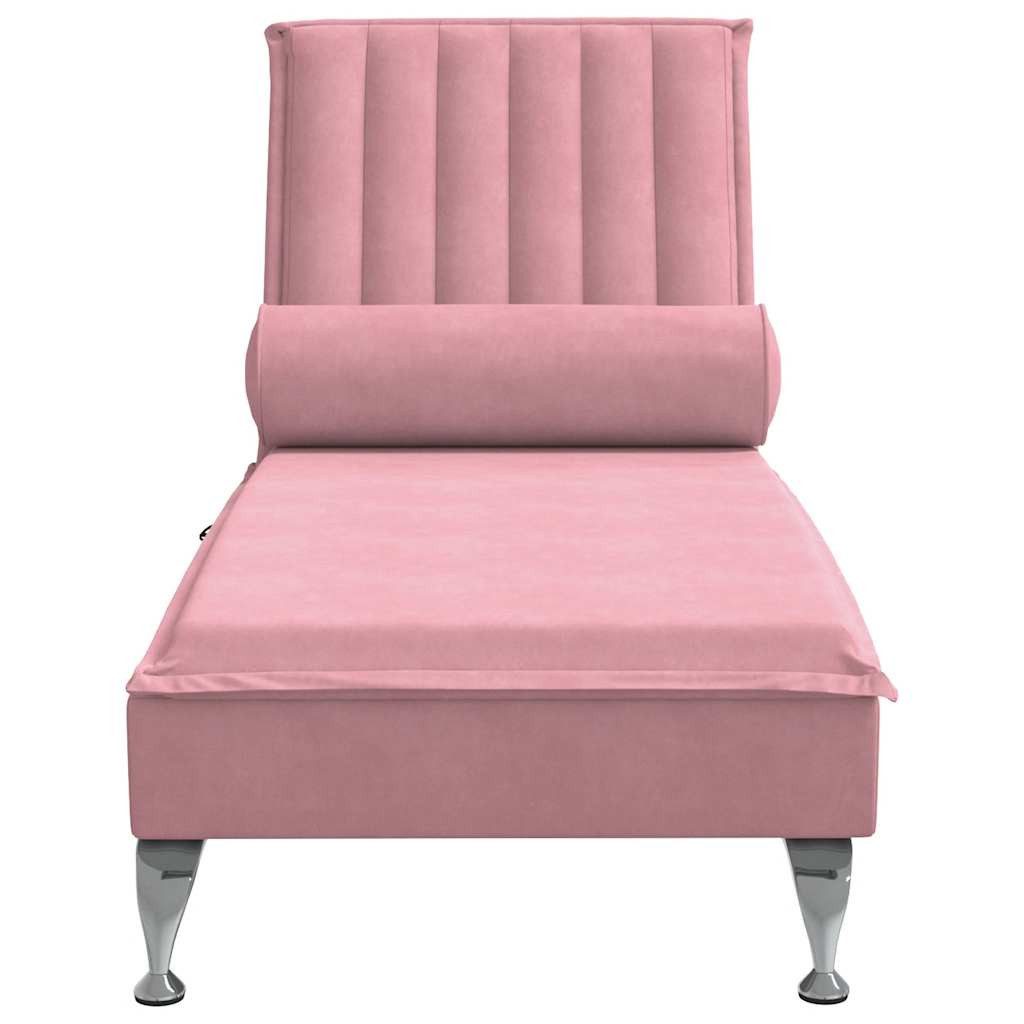 vidaXL Chaiselongue Massage-Chaiselongue mit Nackenrolle Rosa Samt, 1 Teile