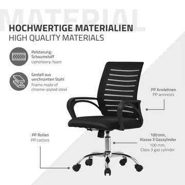 ML-DESIGN Bürostuhl Computerstuhl ergonomisch 360° Drehstuhl mit Rollen Stuhl, Gaming Stuhl Schwarz mit Armlehnen und Wippmechanismus 59x54x99cm