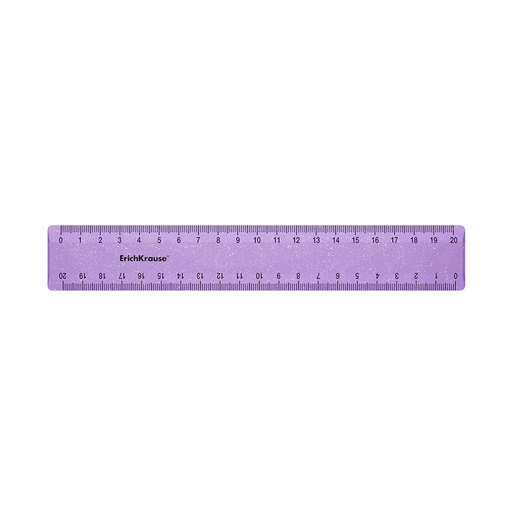 Erich Krause Lineal, Lineal 20cm Kunststoff mit Glitzer 1 Stück Lila