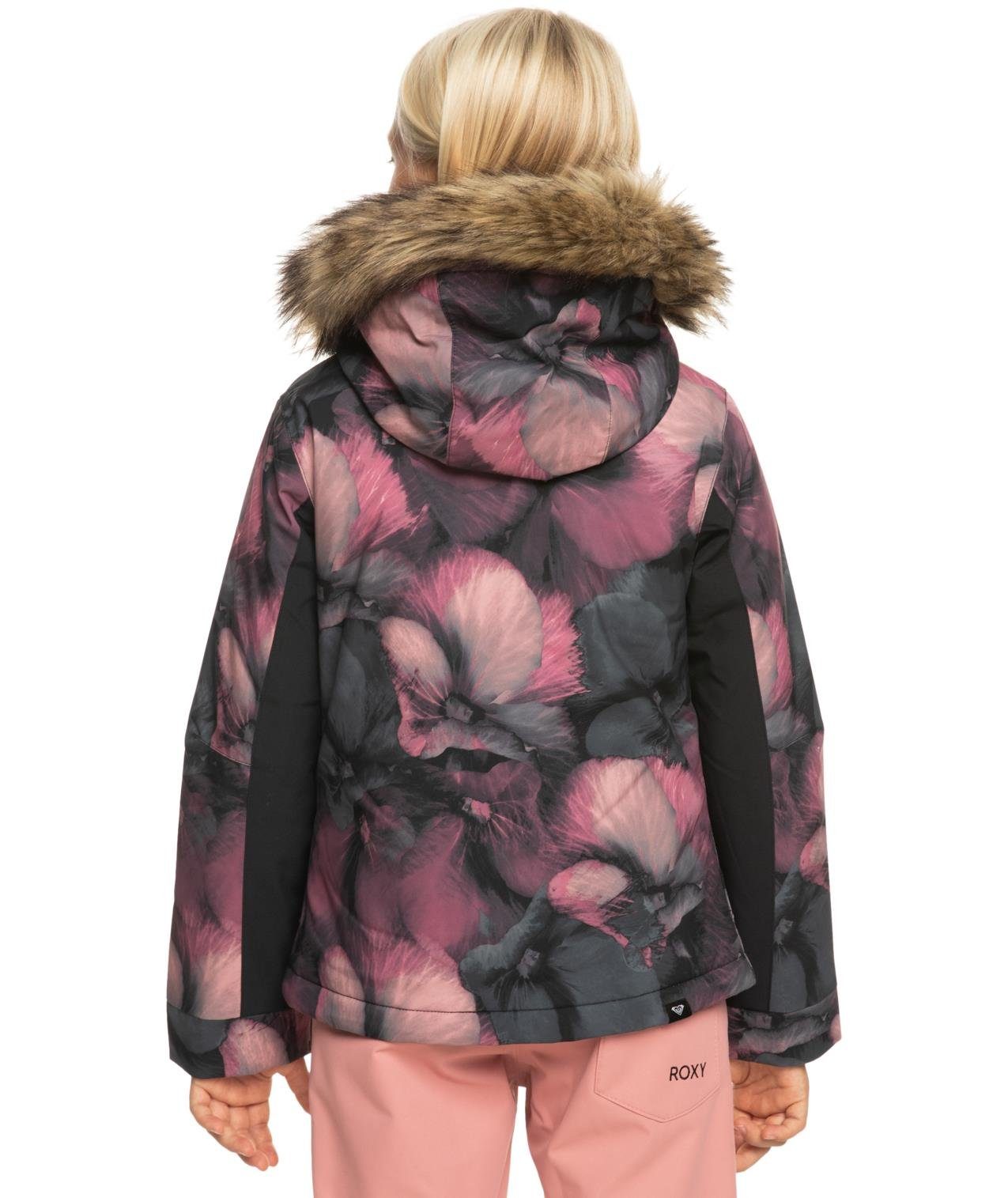 SKI TRUE PANSY Roxy BLACK PANSY RG JET Skijacke GIRL Mädchen Skijacke Roxy