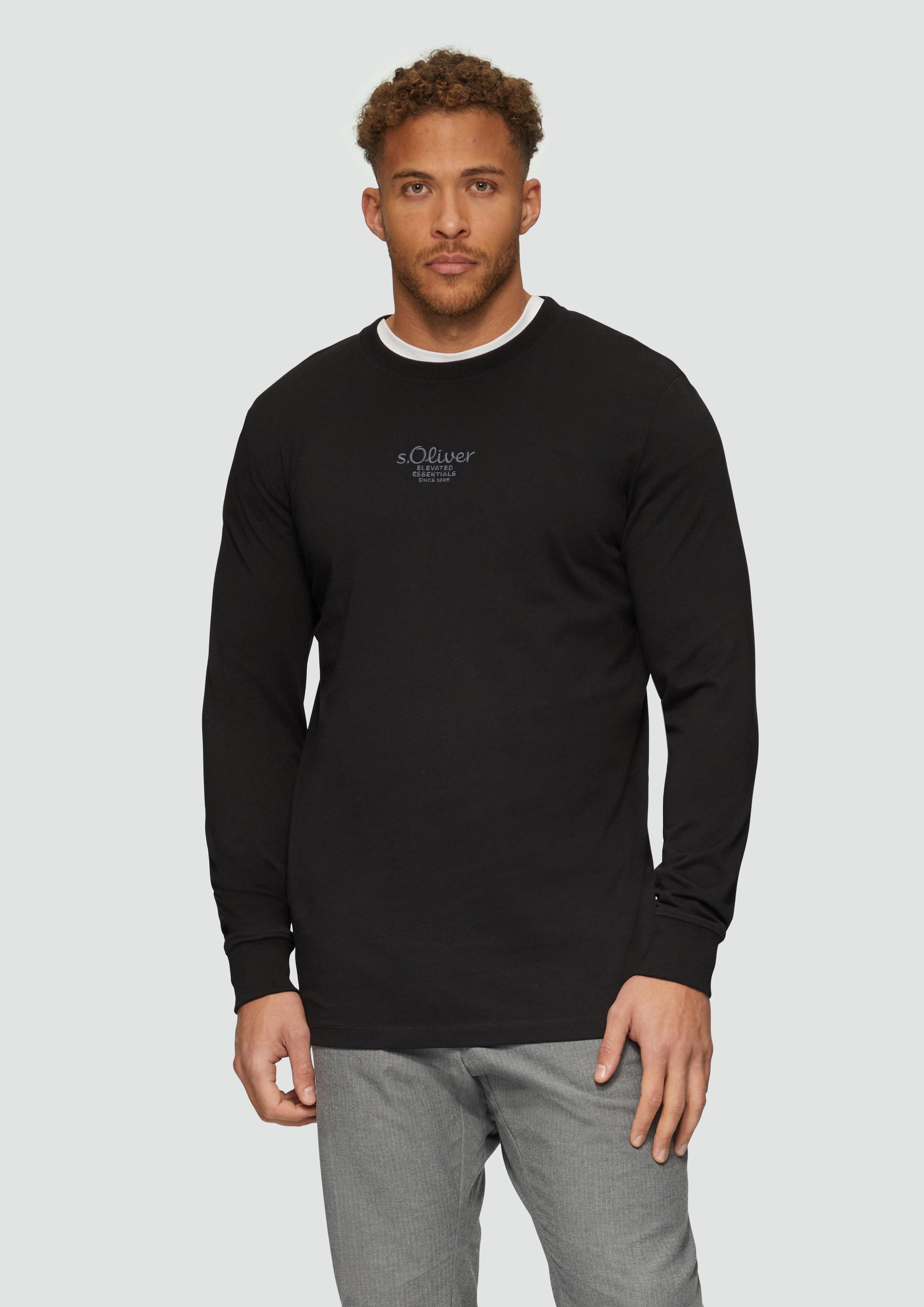 Langarmshirt Langarm-Shirt mit Logo-Stickerei