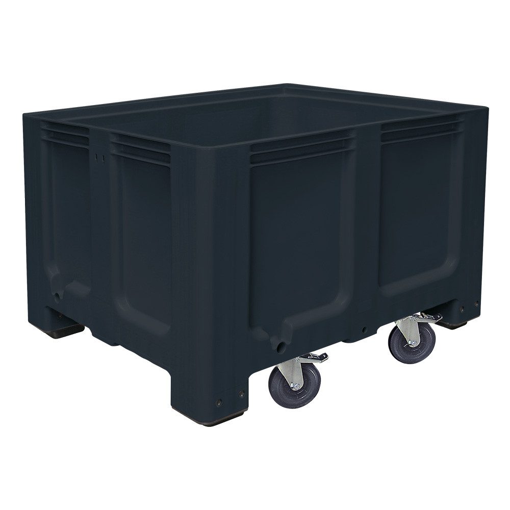 BRB-Lagertechnik Aufbewahrungsbox Palettenbox, Industrieausführung, 4 Lenkrollen, LxBxH 1200x1000x835 mm, Palettenbox mit Rollen, stabile Großbox im Maß der Euro-Palette
