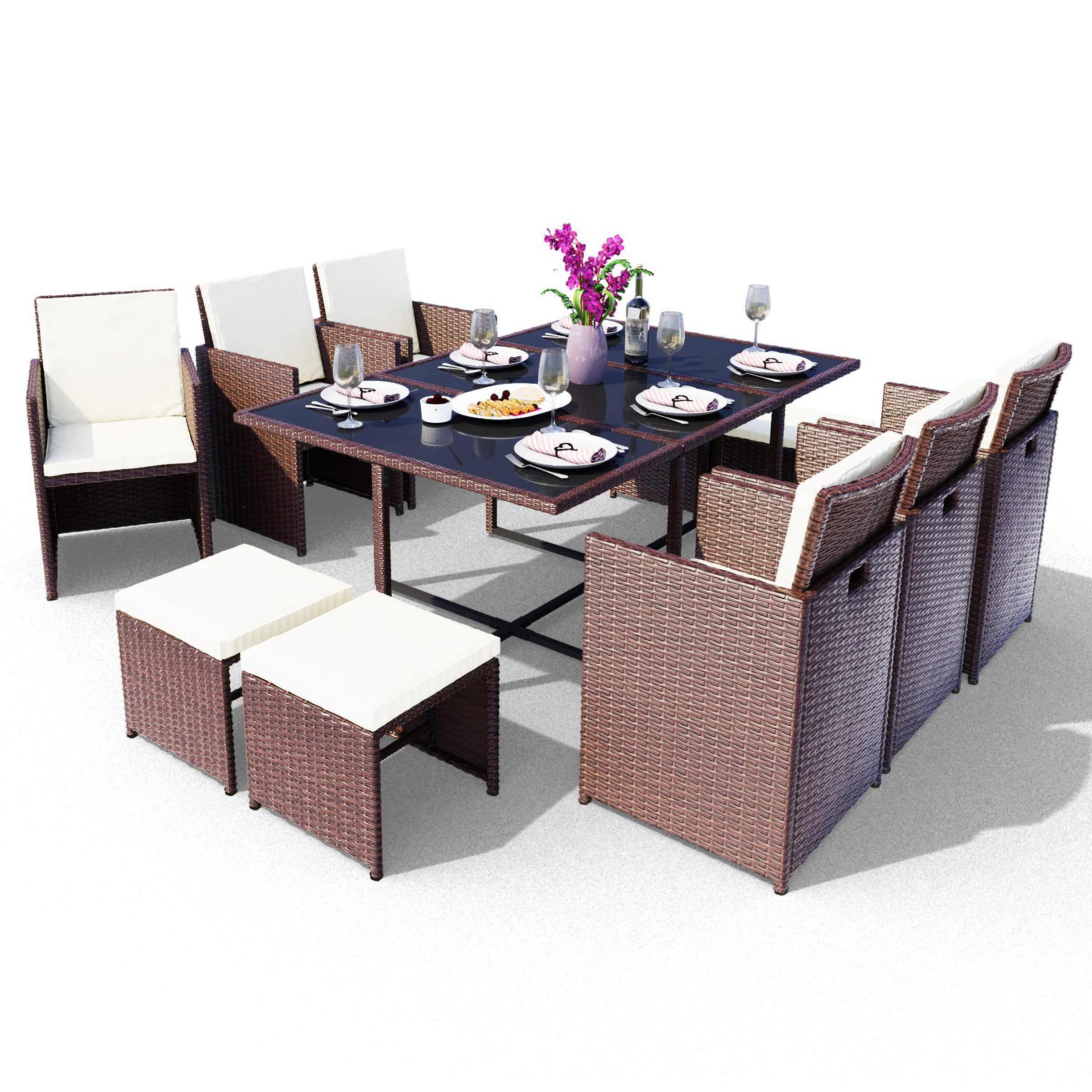 Swing&Harmonie Garten-Essgruppe Poly Rattan Sitzgruppe Esstisch günstig online kaufen