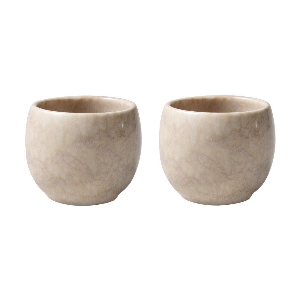 Villeroy & Boch Becher Eierbecher 2er-Set Perlemor Home Sand, 1-tlg., Premium Porcelain, 2-teiliges Kombiservice, Geschirrset, Tafelservice, für 2 Personen