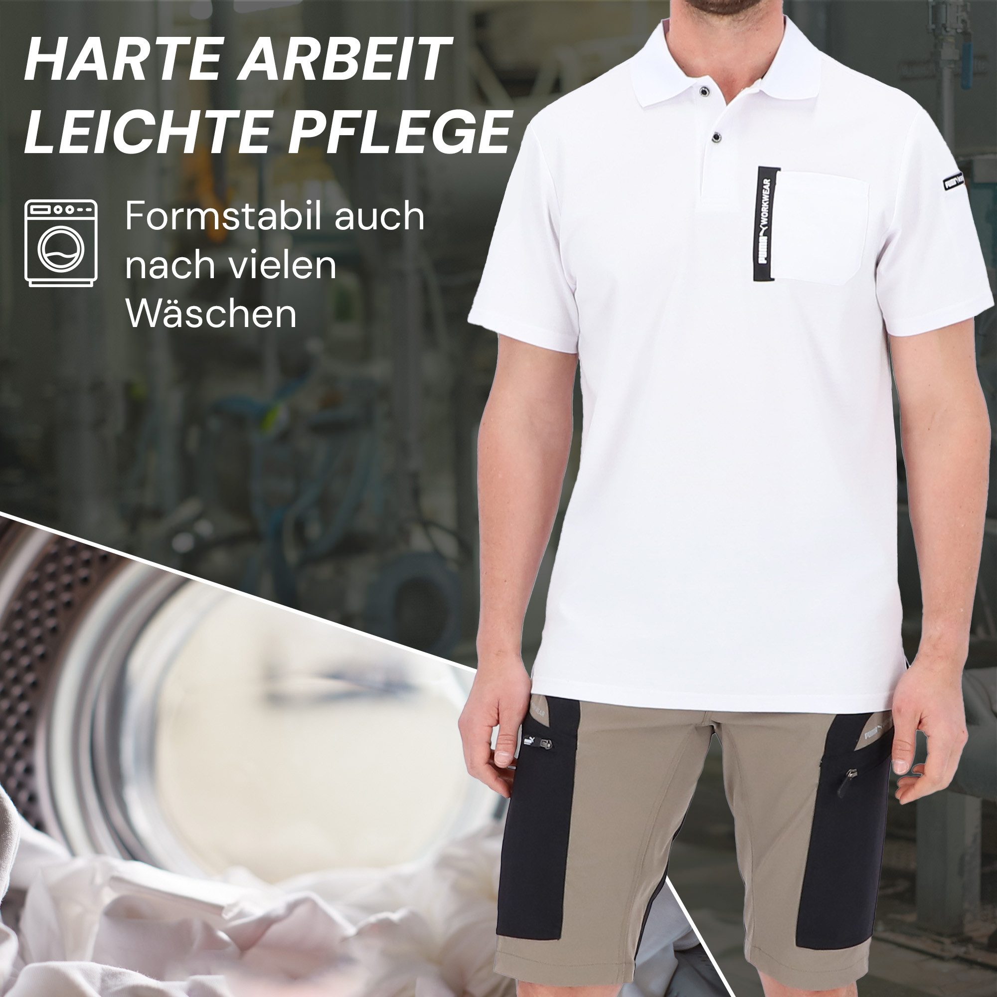 PUMA Workwear Poloshirt ADVANCED Herren Shirt mit Brusttasche und Utility Fach am Oberarm Strapazierfähiges und atmungsaktives Gewebe für Handwerk und Logistik – Bild 5 von 5