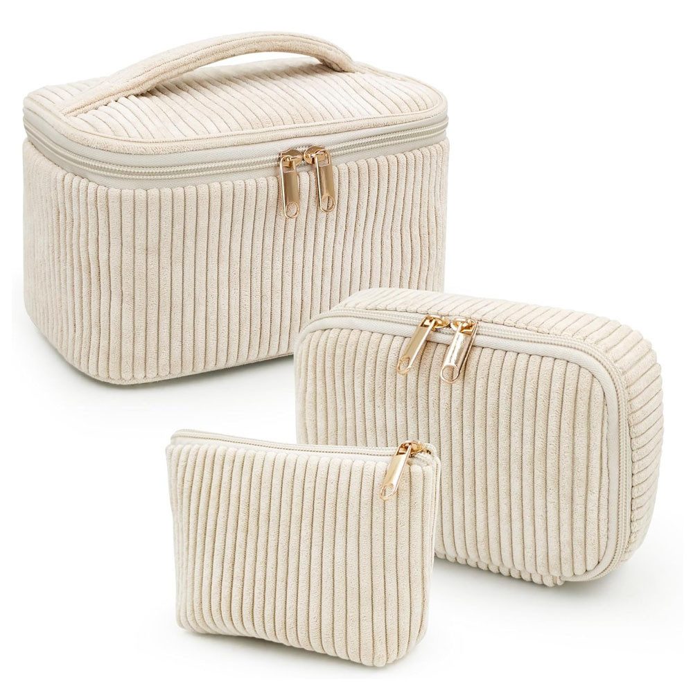 AFKSMILE Kosmetiktasche 3er Set Kosmetiktasche Kulturtasche Damen, Kulturbeutel Make Up Tasche, Tragbare Schminktasche Reisetasche Waschtasche Frauen Mädchen Alltag