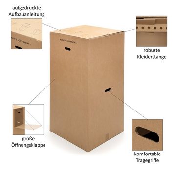 KK Verpackungen Aufbewahrungsbox (Spar-Set, 2 St., 2er-Set), Kleiderboxen Umzugskisten Kleiderkarton Kleiderbox Braun