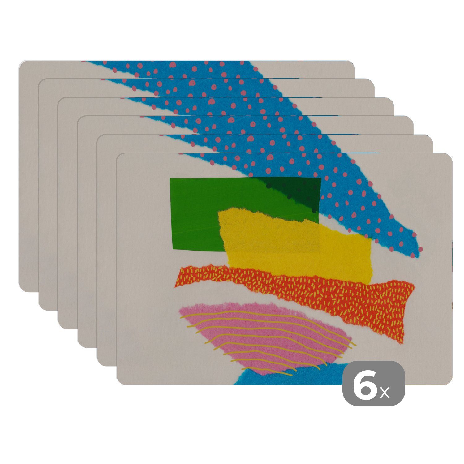 Platzset, Abstrakt - Kunst - Formen - Regenbogen, MuchoWow, (6-St), Platzset, Platzdecken, Platzmatte, Tischmatten, Schmutzabweisend