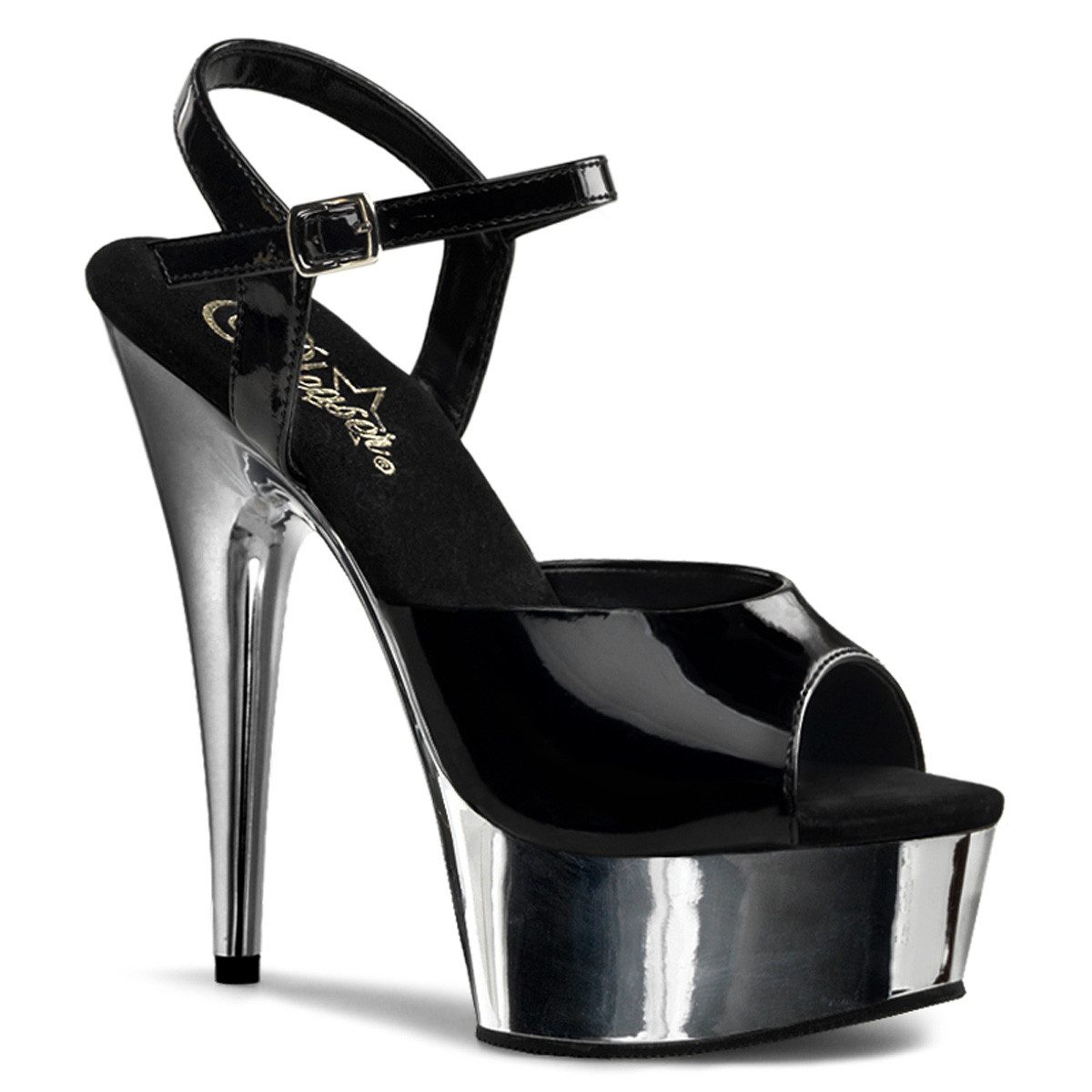 Sale DELIGHT-609 Pleaser High-Heels Plateausandaletten schwarz Lack si High-Heel-Stiefel