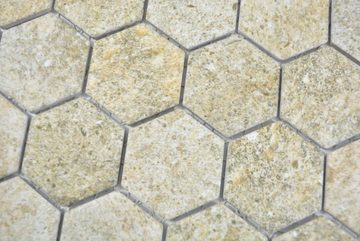 Mosani Mosaikfliesen Hexagonale Sechseck Mosaik Fliese Keramik Granit beige