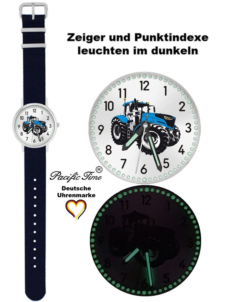 Pacific Time Quarzuhr Kinder Armbanduhr Traktor blau Wechselarmband, Mix und Match Design - Gratis Versand