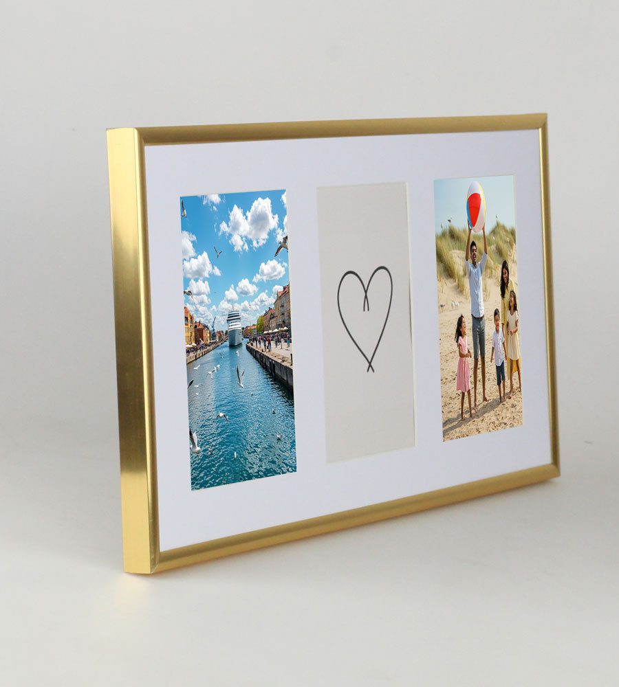 IDEAL TREND Bilderrahmen Galerie Bilderrahmen Kunststoff mit Passepartout & Klarglas Collagerah, für 3 Bilder (1 St), Schrägschnitt Passepartout – Bild 4 von 5