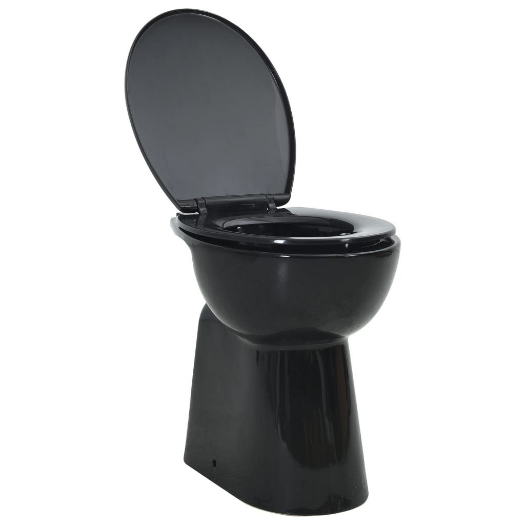 vidaXL Tiefspül-WC Hohe Spülrandlose Toilette Soft-Close 7cm Höher Keramik Schwarz