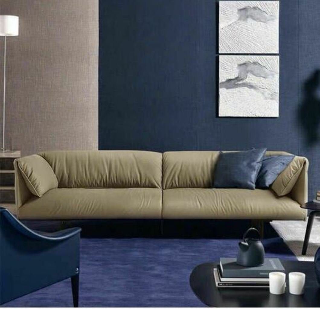 Möbel 4-Sitzer, Polster Grau Big Italien Vier Sitzer Sofas Sitz XXL Sofa JVmoebel Leder Couch