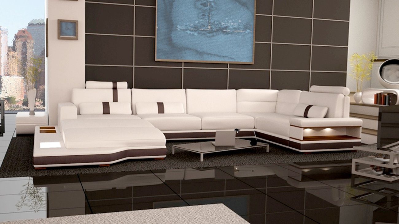 JVmoebel Ecksofa Moderne Sofa Eckgarnitur U Form Polster Ecke Couch Design, Made in Europe Weiß