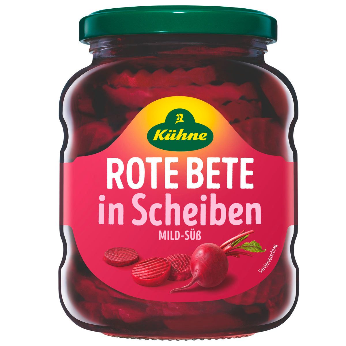 Kühne Gemüsekonserve, Kühne Rote Bete in Scheiben geschnitten eingelegt im Glas 370ml