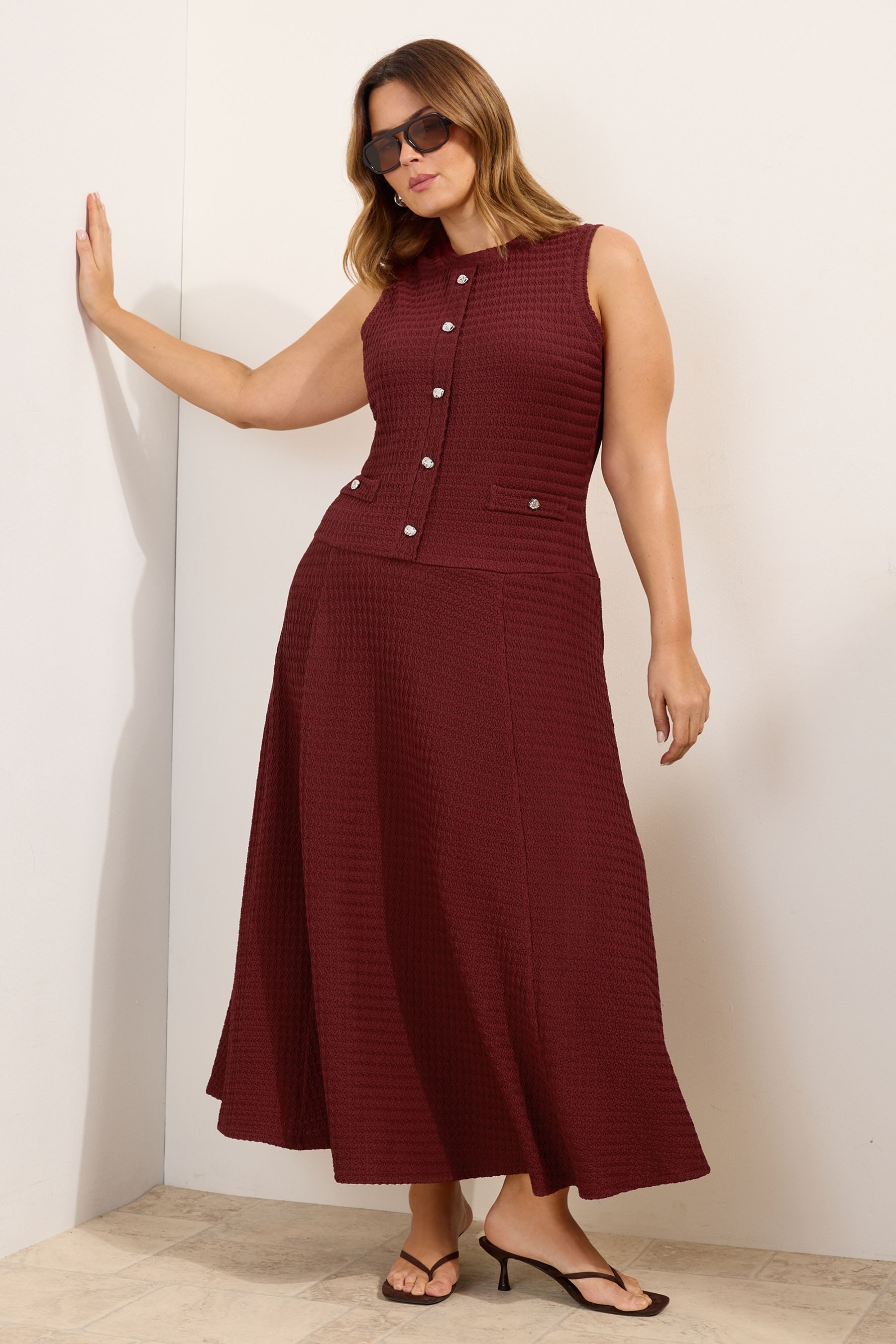 Friends Like These Jerseykleid Friends Like These strukturiertes Midikleid, Curve (1-tlg)