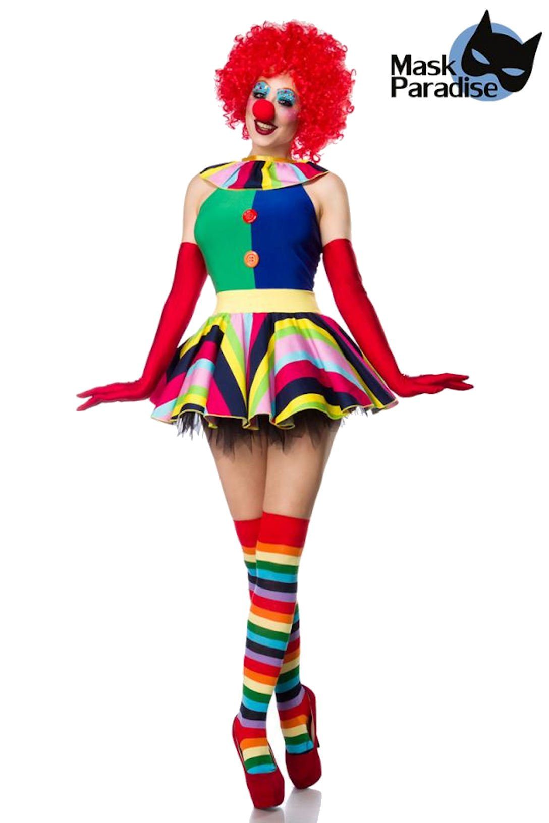 Mask Paradise Clown-Kostüm 5-tlg. Kostüm Clown Girl Karneval Outfit