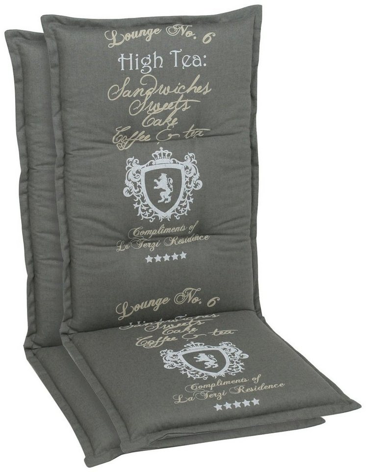 GO-DE Hochlehnerauflage High Tea, (Set, 2 St), Als Wendeauflage nutzbar  (Rückseite uni)