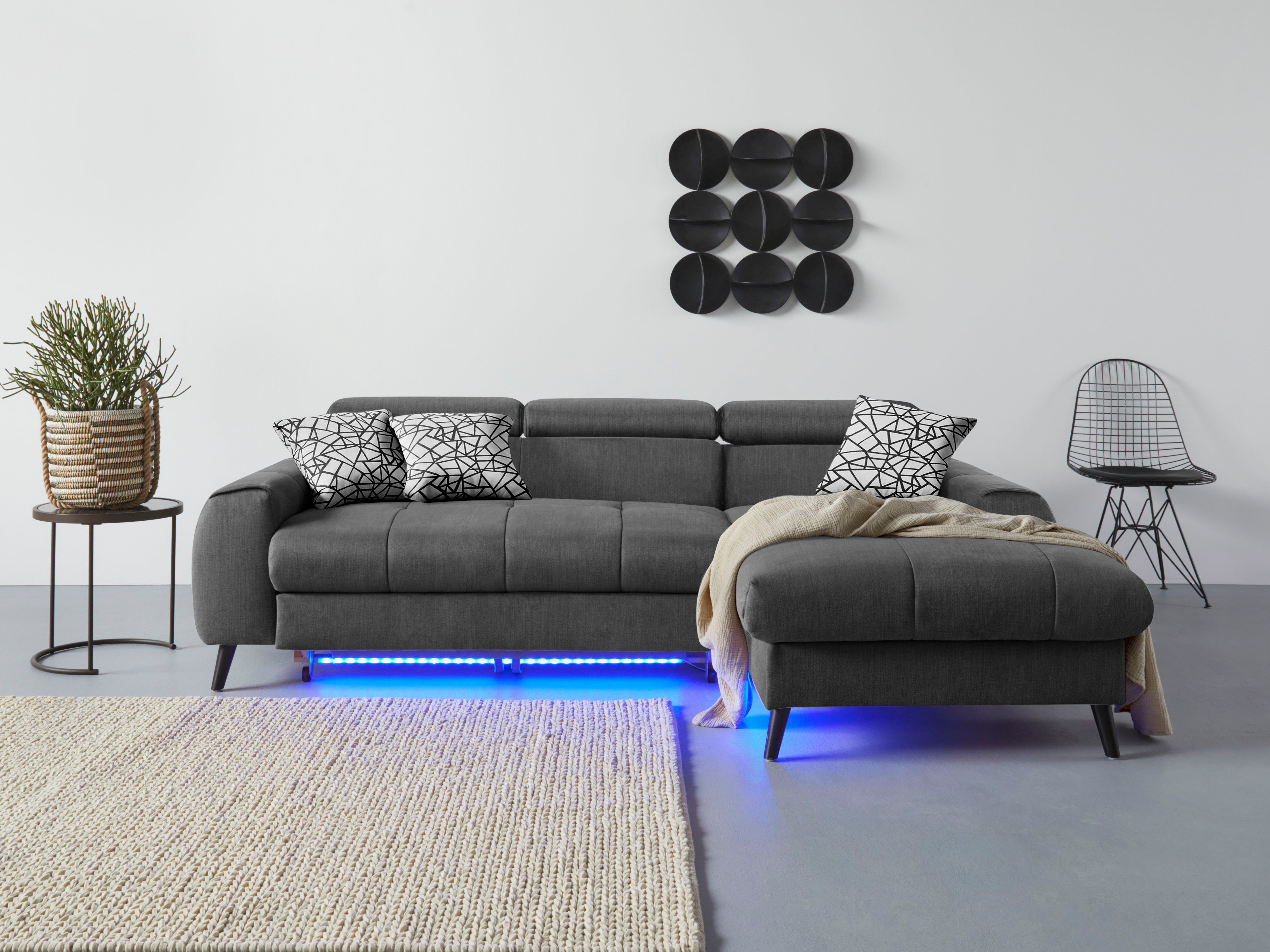 COTTA Ecksofa "Mia L-Form mit 3 Zierkissen", wahlweise mit Bettfunktion, Be günstig online kaufen
