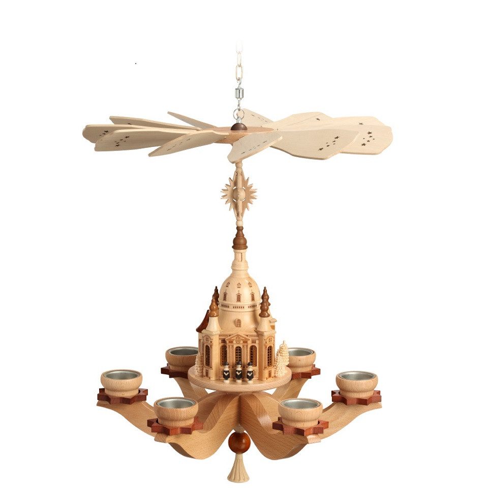 Zeidler Holzkunst Weihnachtspyramide Zeidler Hängepyramide Dresdner Frauenkirche, Handarbeit aus dem Erzgebirge