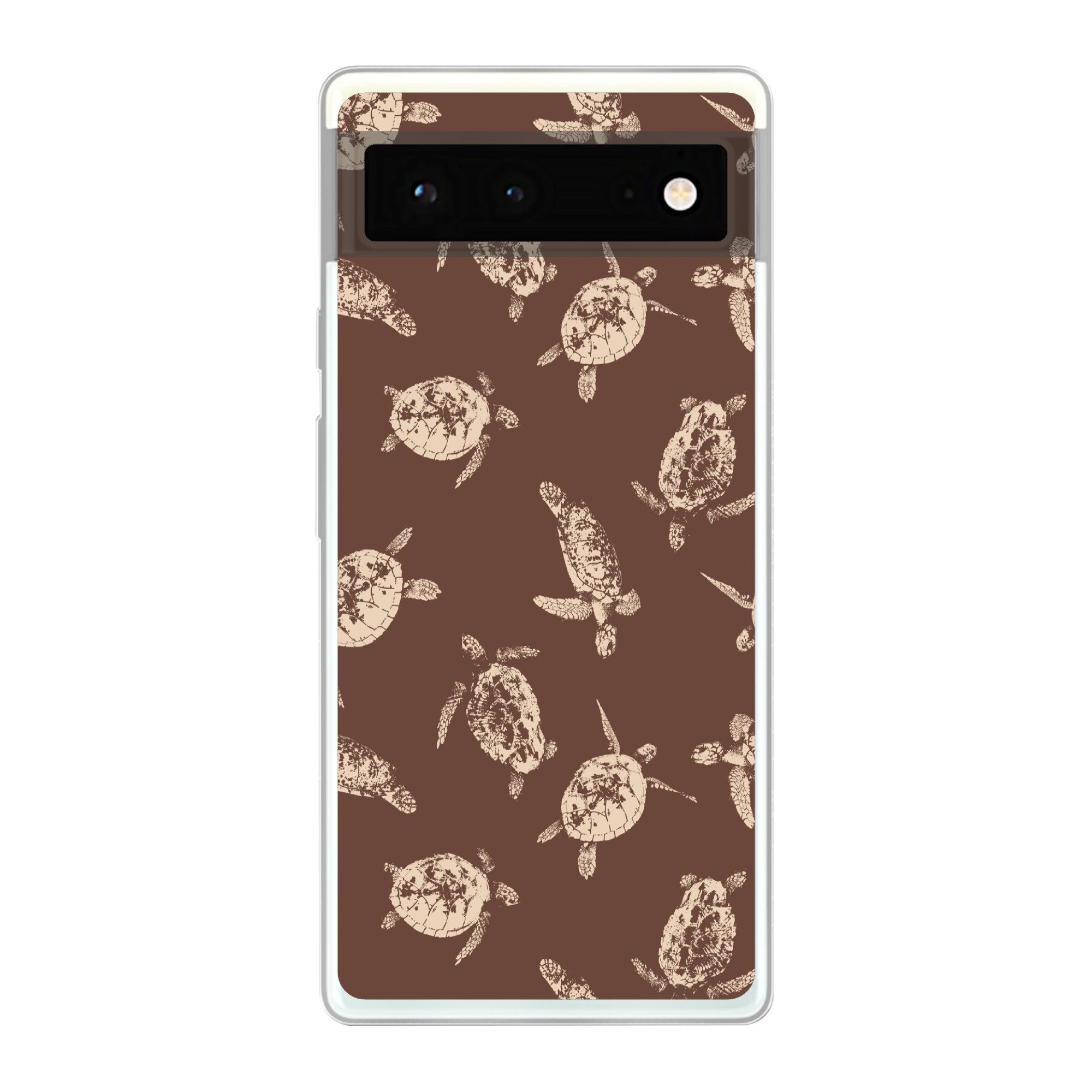 MuchoWow Handyhülle für Google Pixel 6 Schildkröten - Muster - Braun - Beige, Handy Case, Silikon, Bumper Case Dünn