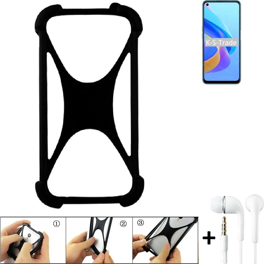 K-S-Trade Handyhülle für Oppo A76, Handy-Hülle + headphones Schutz-Hülle Bumper Silikon Cover Case