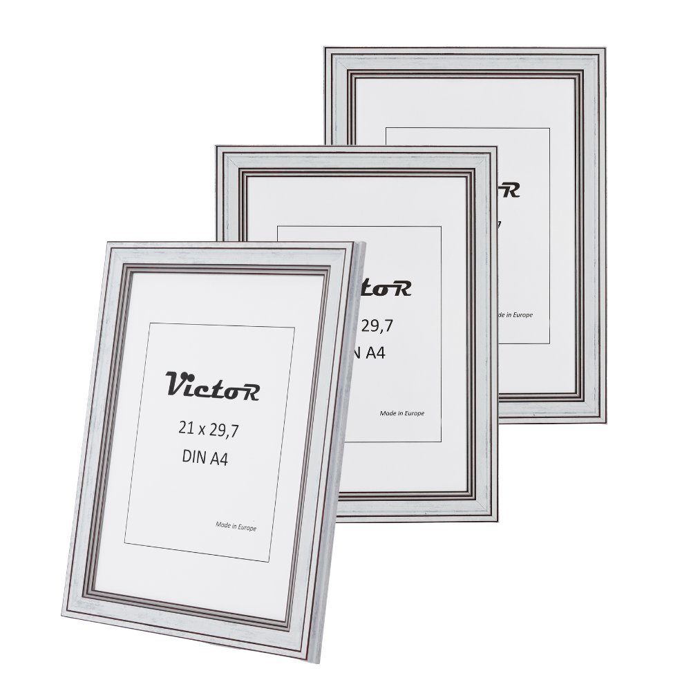 Victor (Zenith) Leiste: 21x30 weiß, cm, Bilderrahmen Rahmen Goya, 19x31mm, Set Kunststoff 3er in