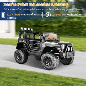 LUCKZON Elektro-Kinderauto 2x Motoren, 12V Elektroauto mit USB, mit AUX und Bluetooth, Belastbarkeit 31 kg, inkl. Akku und Ladegerat, inkl.Fernsteuerung, Softanlauf, 3-Gang