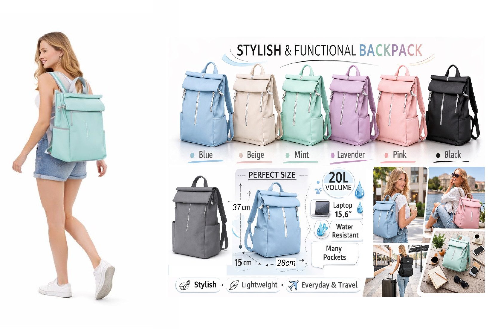 Antonio Cityrucksack Antonio Urban Line Rucksack extra leicht 600 g modischer