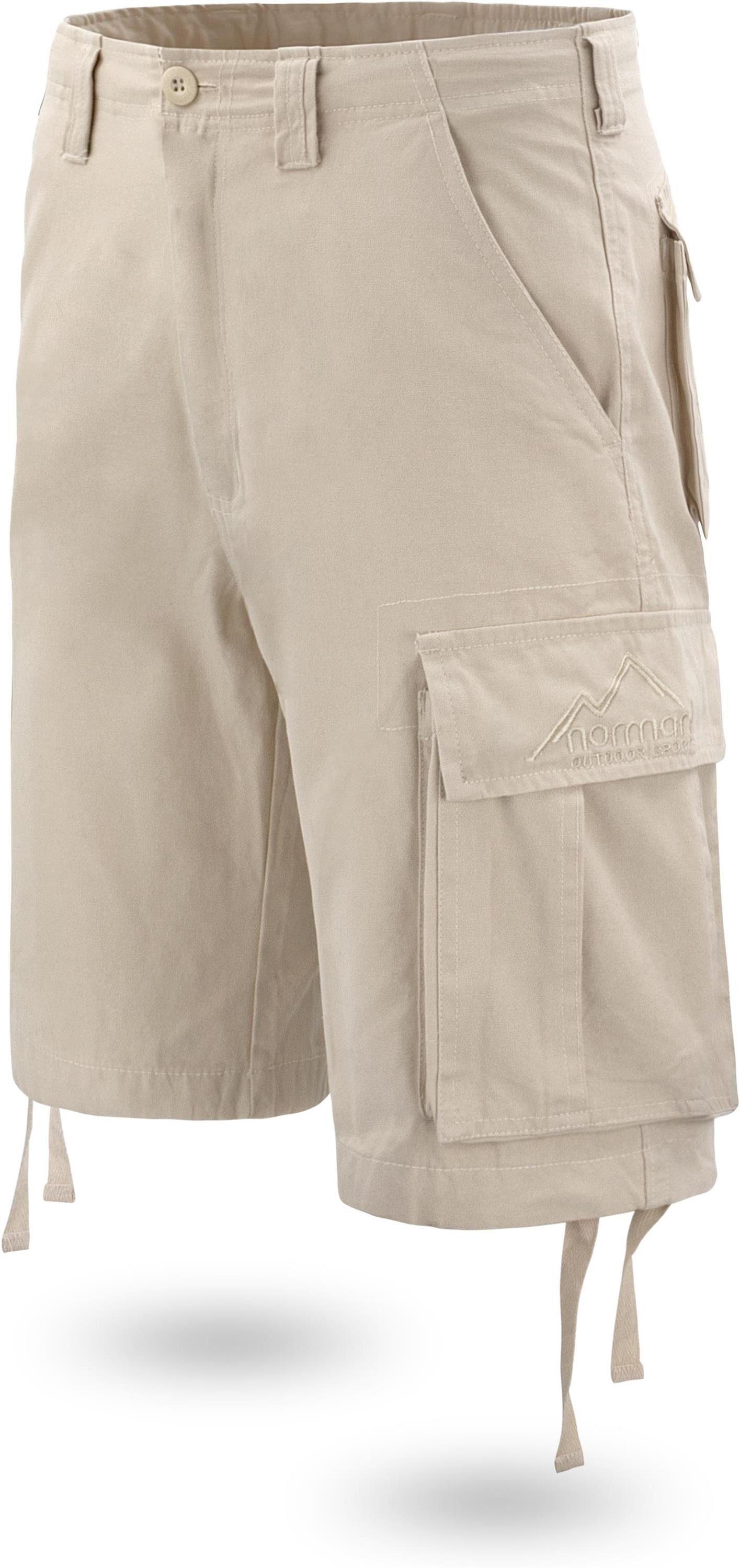 normani Bermudas Herren Vintage aus kurze Shorts Shorts Sommershorts Bio-Baumwolle Kalahari 100% Khaki mit Cargotaschen