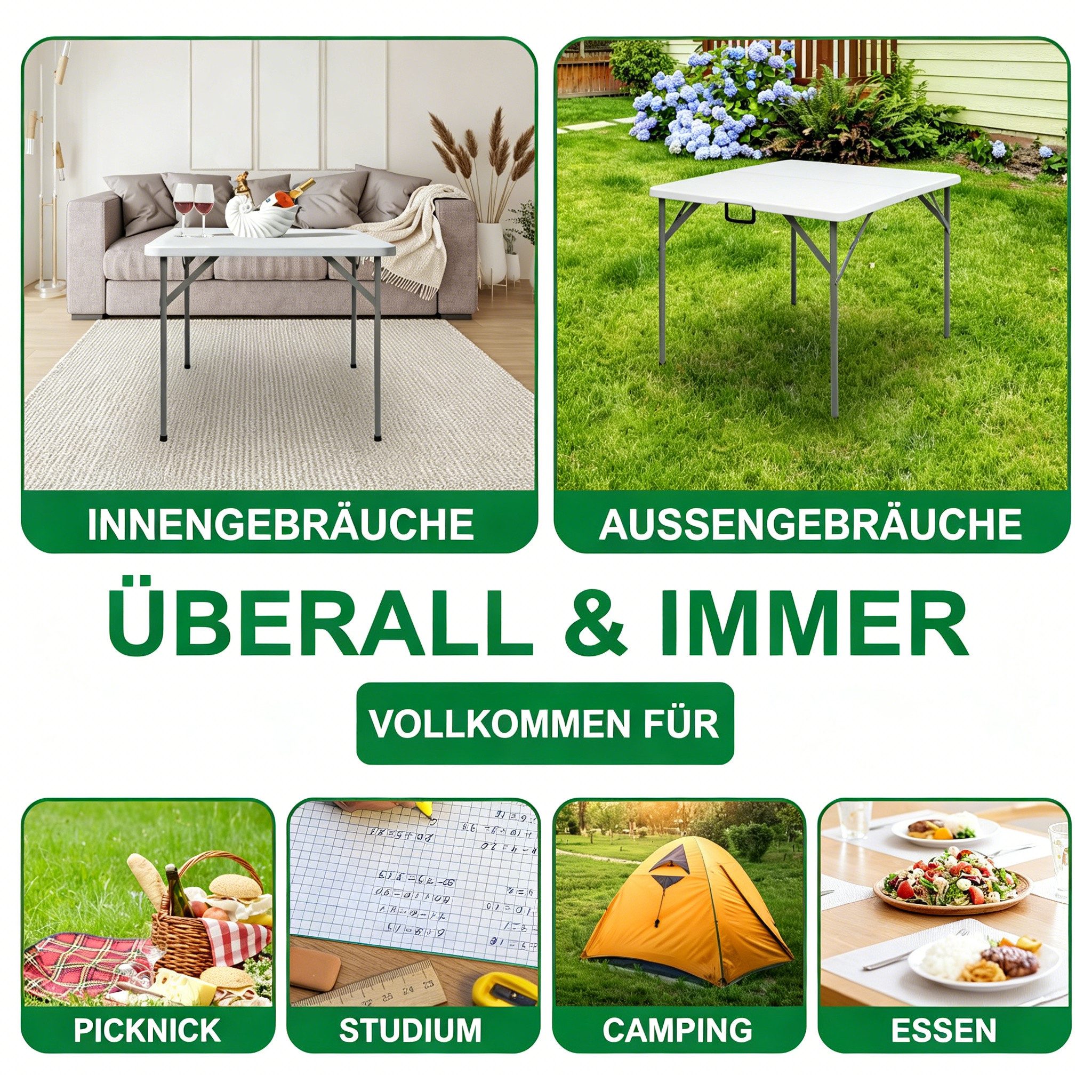 LEADZM Gartentisch Gartentisch, Buffettisch Klappbar, Klapptisch Balkontisch klappbar