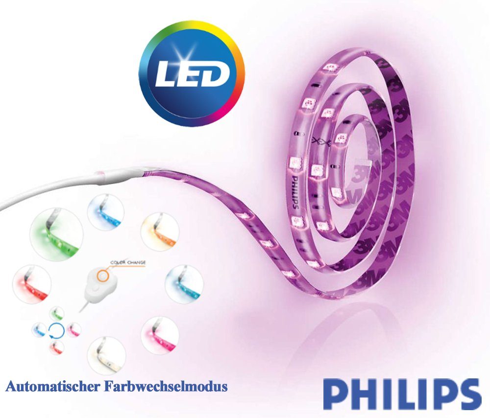 Philips Lighting LED Lichtleiste Philips LED Lichtstreifen 1 meter 6W weiss & bunt, LED fest integriert, Farbwechsler